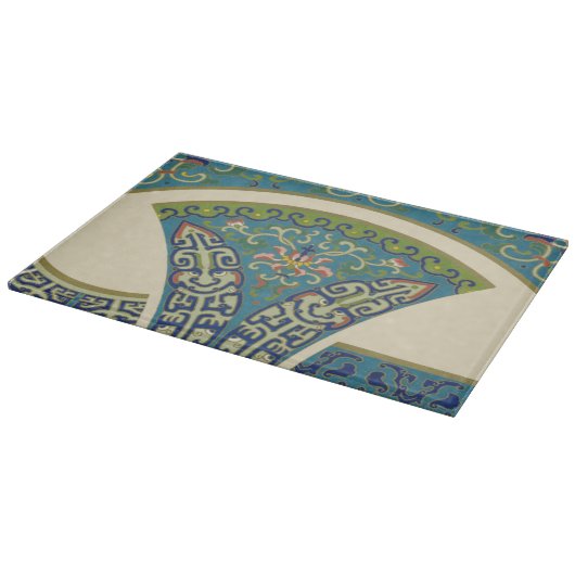 Blaue Orientalische Designs mit lächelnden Gesicht Schneidebrett (Ecke)