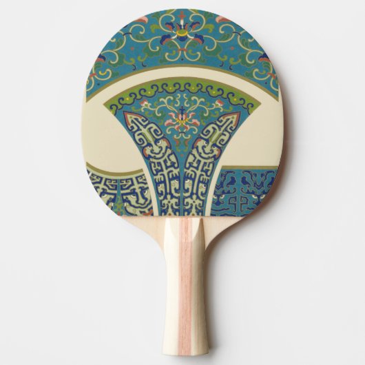 Blaue Orientalische Designs mit lächelnden Gesicht Tischtennis Schläger (Vorderseite)