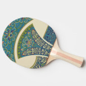 Blaue Orientalische Designs mit lächelnden Gesicht Tischtennis Schläger (Seitenansicht)