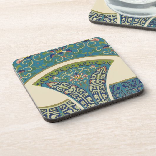 Blaue Orientalische Designs mit lächelnden Gesicht Untersetzer (Linke Seite)