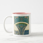 Blaue Orientalische Designs mit lächelnden Gesicht Zweifarbige Tasse (Links)