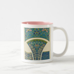 Blaue Orientalische Designs mit lächelnden Gesicht Zweifarbige Tasse