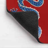 Blaue orientalische Dracheantike Chinesestickerei Mousepad (Ecke)