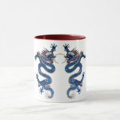 Blaue orientalische Dracheantike Chinesestickerei Tasse (Zentrum)