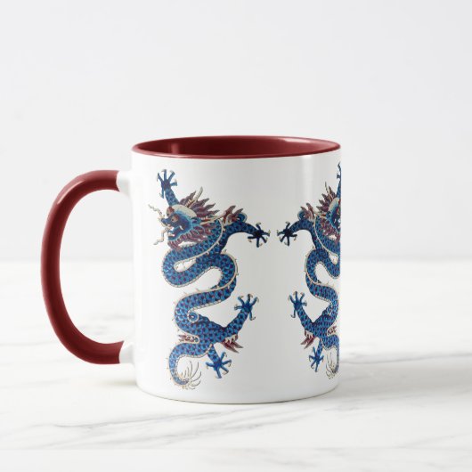 Blaue orientalische Dracheantike Chinesestickerei Tasse (Links)