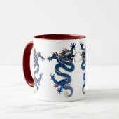Blaue orientalische Dracheantike Chinesestickerei Tasse (Vorderseite Links)