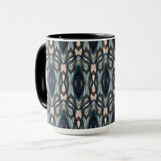 Blaue Orientalische Geometrie Tasse (Vorderseite Links)
