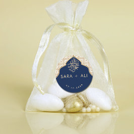 Blaue orientalische Hochzeit Runder Aufkleber