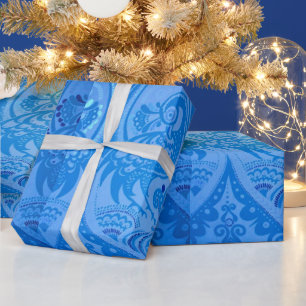 Blaue Orientalische Pfauen Vögel Geschenkpapier