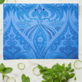 Blaue Orientalische Pfauen Vögel Geschirrtuch (Gefaltet)