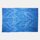 Blaue Orientalische Pfauen Vögel Geschirrtuch (Horizontal)