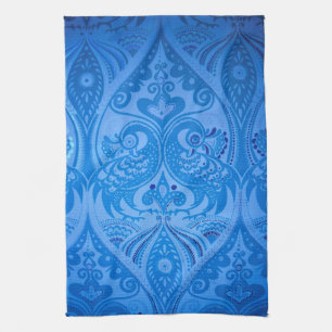 Blaue Orientalische Pfauen Vögel Geschirrtuch