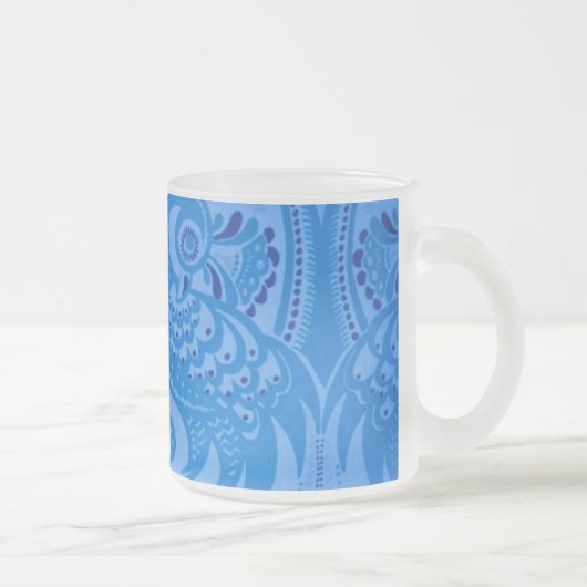 Blaue Orientalische Pfauen Vögel Mattglastasse (Rechts)