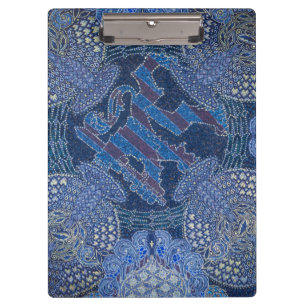 Blaue ornamentale Mosaikkunst, Deutschland Klemmbrett