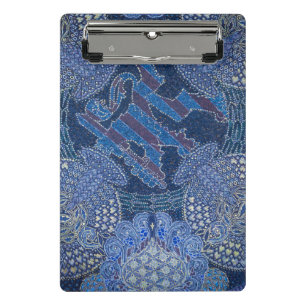 Blaue ornamentale Mosaikkunst, Deutschland Mini Klemmbrett