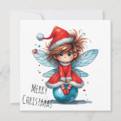 Blaue Ornamente Fee – Weihnachtskarte (Vorderseite)