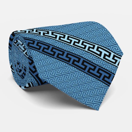 Blaue Ornamente Krawatte (Gerollt)