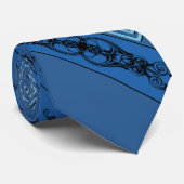 Blaue Ornamente Krawatte (Gerollt)