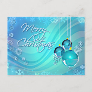 BLAUE ORNAMENTS & SNOWFLAKEN VON SHARON SHARPE FEIERTAGSPOSTKARTE