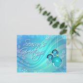 BLAUE ORNAMENTS & SNOWFLAKEN VON SHARON SHARPE POSTKARTE (Stehend Vorderseite)