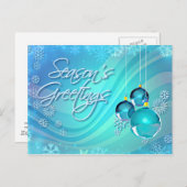 BLAUE ORNAMENTS & SNOWFLAKEN VON SHARON SHARPE POSTKARTE (Vorne/Hinten)