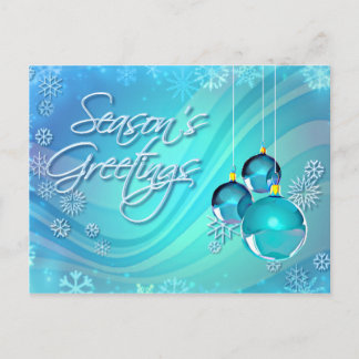 BLAUE ORNAMENTS & SNOWFLAKEN VON SHARON SHARPE POSTKARTE