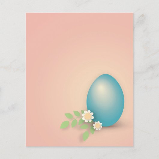 Blaue Osterei zwischen Blume und Blätter Buchstabe (Rückseite)