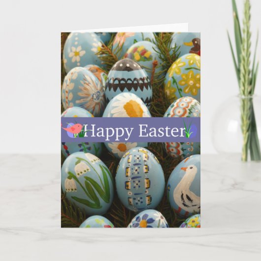 Blaue Ostereier Feiertagskarte (Vorderseite)