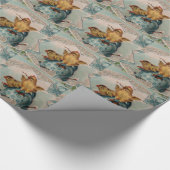 Blaue Ostereier und Hühner Osterpackpapier Geschenkpapier (Ecke)