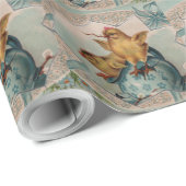 Blaue Ostereier und Hühner Osterpackpapier Geschenkpapier (Rolleneckpunkt)