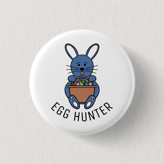 Blaue Osterhase, Eierjäger Button (Vorderseite)