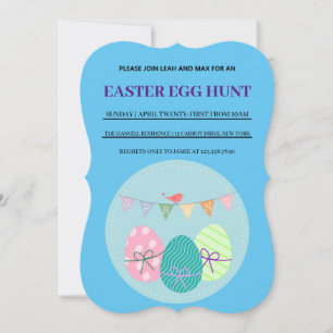 Blaue Ostern Simple Brunch Ostereiersuche Einladun Einladung