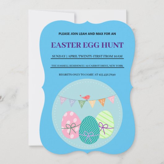 Blaue Ostern Simple Brunch Ostereiersuche Einladun Einladung (Vorderseite)