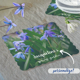 Blaue Oszillatoren-Blume im Frühjahrsgarten Untersetzer