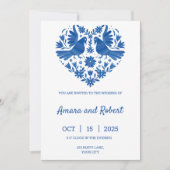 BLAUE OTOMI MEXIKAN HERZINVITATION ANKÜNDIGUNG (Vorderseite)