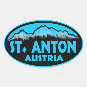 Blaue Ovalaufkleber von St. Anton Austria Ovaler Aufkleber