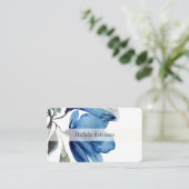 Blaue Oversifizierte Blume Wasserfarbe Visitenkarte (Stehend Vorderseite)