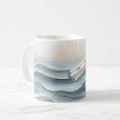 Blaue Ozean-Botschaft in einer Flasche Kaffeetasse (Vorderseite Links)