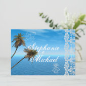 Blaue Ozean-Hochzeits-Einladung Einladung (Stehend Vorderseite)
