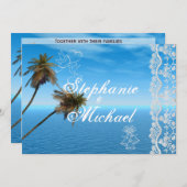Blaue Ozean-Hochzeits-Einladung Einladung (Vorne/Hinten)
