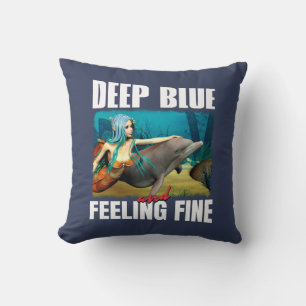 Blaue Ozean-Meerjungfrau-Delfin-Kunst Kissen