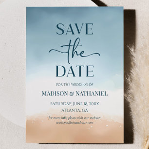 Blaue Ozean Strand Sand Hochzeit Save The Date