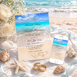 Blaue Ozean-Strandhochzeit Einladung