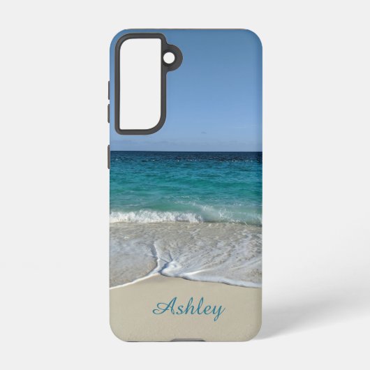 Blaue Ozeane am karibischen Strand Samsung Galaxy Hülle (Rückseite)