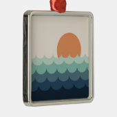 Blaue Ozeane bei Sonnenuntergang Ornament Aus Metall (Rechts)