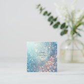 Blaue Ozeane Fein sanfter Glitzer Hintergrund Quadratische Visitenkarte (Stehend Vorderseite)