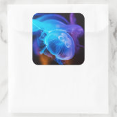 Blaue Ozeane glühende Quallen Quadratischer Aufkleber (Tasche)