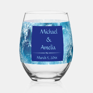 Blaue Ozeane Hochzeit Edelweinglas Weinglas Ohne Stiel