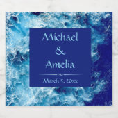 Blaue Ozeane - Hochzeitsfeier Schaumweinetikett (Einzelnes Label)