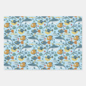 Blaue Ozeane Meereshai Fische Nahtlose Muster Geschenkpapier Set (Vorderseite 2)